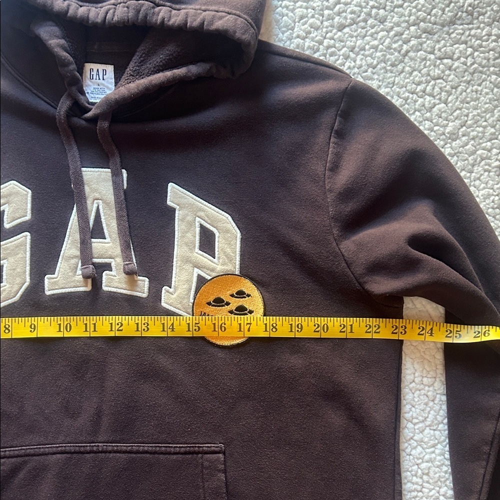 GAP Dark Brown Pullover Hoodie with Cream Logo - Picture 8 of 11